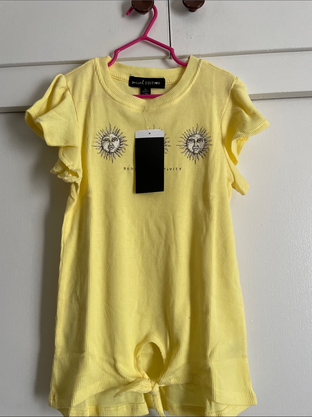Yellow Girls' Ribbed Sun Graphic Tee